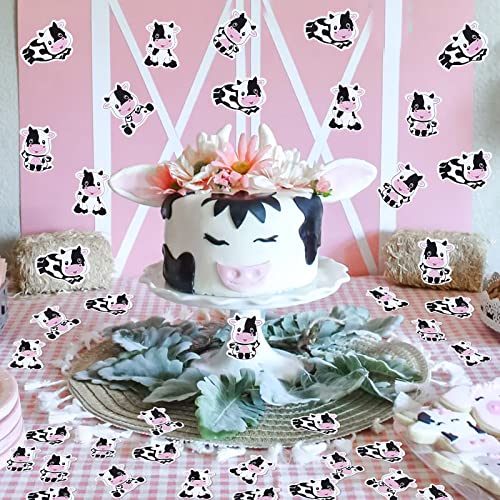 200 Pieces Cow Confetti for Birthday Baby Shower Party, Cow Theme Party Decorations Boys Girls, Farm Animal Cow Print Party Supplies, Holy Cow Im One Moo Moo Birthday Decor