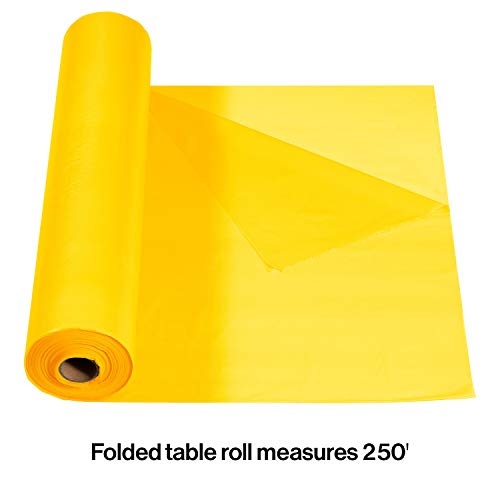 Creative Converting Touch of Color 250' Folded Plastic Banquet Roll, School Bus Yellow , 40" x 250' -