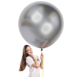 5 pcs silver chrome balloons 36 inch thick latex metallic balloon for birthday party decorations bridal shower engagement wedding anniversary christmas party (silver)