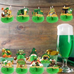 NICOWARM 13PCS St.Patrick's Day Honeycomb Centerpieces, St Patricks Day Table Decoration With Leprechaun, Ekvesm, Shamrocks, Beer for Irish Table Topper, St Patricks Day Centerpieces for Table