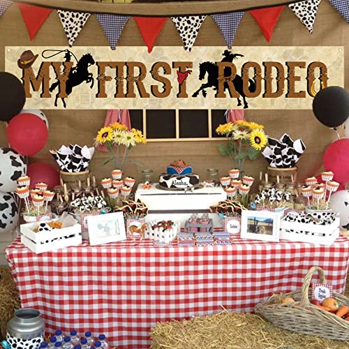 Labakita Lager My First Rodeo Banner, West Cowboy Cowgirl Theme 1st Birthday Banner, Mexican Rodeo Themed 1st Birthday Party Decorations