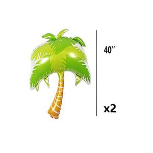 Beach Summer Tropical Party Theme Flamingo and Pineapple Balloons Palm Tree Mylar Balloon for Flamingo and Pineapple Party Decorations Luau Party Hawaiian Flamingo Party Supplies (Set of 6)