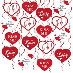 valentines day hanging decorations – pack of 30 | red heart decor hanging swirls for valentine day decorations | valentines day decor, valentines day decorations for the home | valentine decorations