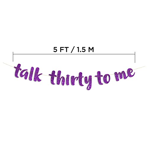 Talk Thirty To Me Purple Glitter Banner - 30th Birthday Party Decorations and Supplies
