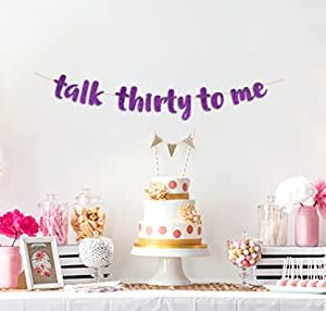 Talk Thirty To Me Purple Glitter Banner - 30th Birthday Party Decorations and Supplies