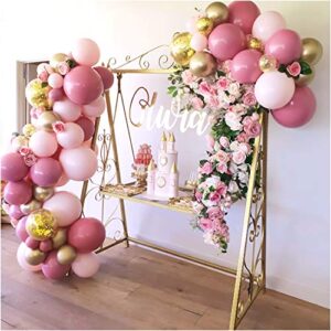 136Pcs Pink and Gold Baby Shower Balloons, Dusty Rose Pink Ballon Garland Balloons Kit, Baby Shower Birthday Bachelorette Engagement Globos Para Decoracion De Fiestas Party Decorations for Girl