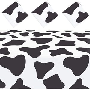 blue panda cow print tablecloth for farm animal party (54 x 108 in, 3 pack)