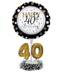 creative converting happy 40th birthday balloon centerpiece black and gold for milestone birthday – 317306