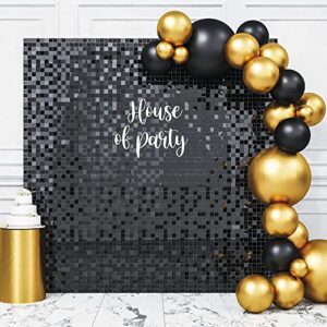 house of party black shimmer wall backdrop -36 panels square sequin shimmer backdrop for birthday wedding anniversary engagement baby shower & bachelorette decorations party