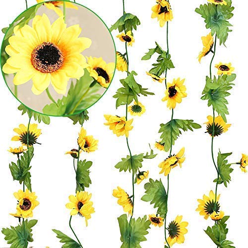 Yellow Sunflower Balloons Garland Arch Kit - 80pcs Yellow Gold White Balloons and Sunflower Vines for Sunflower Bee Theme Birthday Baby Shower Wedding Decorations