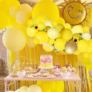 Yellow Sunflower Balloons Garland Arch Kit - 80pcs Yellow Gold White Balloons and Sunflower Vines for Sunflower Bee Theme Birthday Baby Shower Wedding Decorations