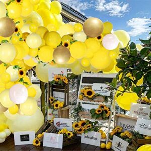 Yellow Sunflower Balloons Garland Arch Kit - 80pcs Yellow Gold White Balloons and Sunflower Vines for Sunflower Bee Theme Birthday Baby Shower Wedding Decorations