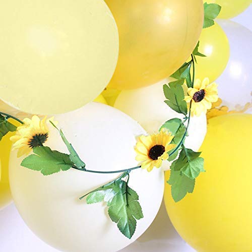 Yellow Sunflower Balloons Garland Arch Kit - 80pcs Yellow Gold White Balloons and Sunflower Vines for Sunflower Bee Theme Birthday Baby Shower Wedding Decorations