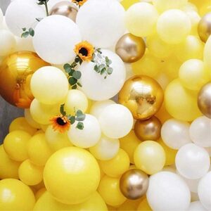 Yellow Sunflower Balloons Garland Arch Kit - 80pcs Yellow Gold White Balloons and Sunflower Vines for Sunflower Bee Theme Birthday Baby Shower Wedding Decorations