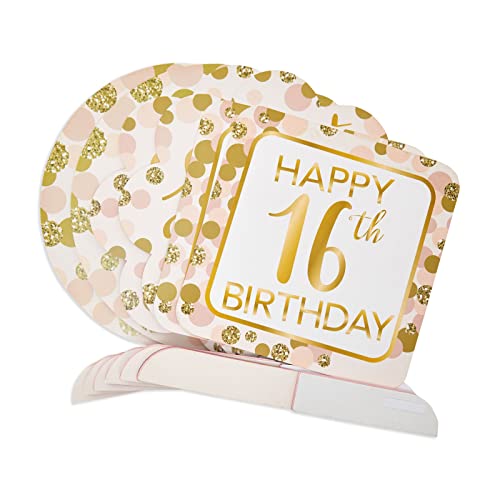 Sweet 16 Birthday Decorations, Pink and Gold Paper Honeycomb Centerpieces (6 Pack)