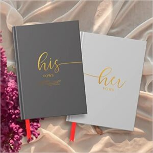 vow books his and hers, gorgeous wedding day officiant book and keepsake, bridal shower gift, vow renewal – 6.1” x 4.8”, light gray(hers) and dark gray(his), light gray and dark gray