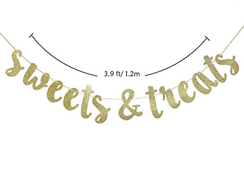 Sweets & Treats Gold Glitter Bunting Banner , Engagement ,Bridal Shower, Wedding Party Decorations (Gold)