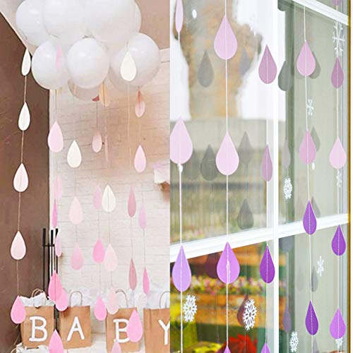 Baby Shower Wedding Birthday Party Decorations Paper Bunting Raindrop Banners Flags Garlands (Peach)