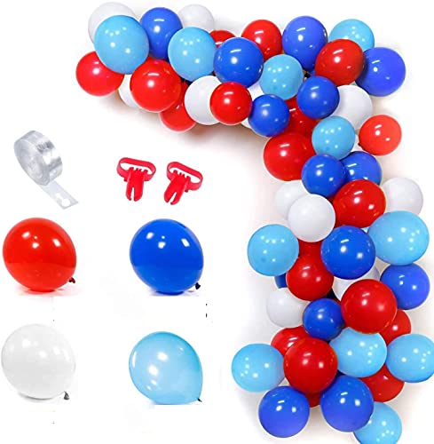 100PCS Red White Blue Balloon Garland Kit for Boys Men Royal Navy Blue Party Decorations Arch Balloons Set with 16ft Balloon Stripe Tape Chain for Birthday Graduations Themed Party Home Decor