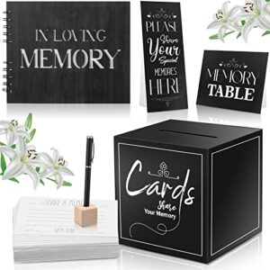 66 pcs funeral guest book set including funeral memorial card box share a memory card guest book pen wooden pen holder memory table signs funeral decorations memory signs for funerals farewell party