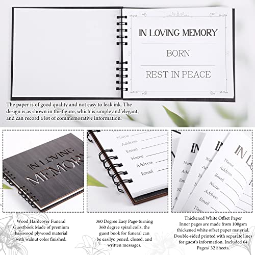 66 Pcs Funeral Guest Book Set Including Funeral Memorial Card Box Share a Memory Card Guest Book Pen Wooden Pen Holder Memory Table Signs Funeral Decorations Memory Signs for Funerals Farewell Party