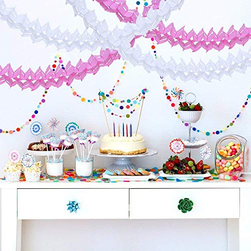 6 Pieces 11.8 Feet 4-Leaf Hanging Clover Garland Tissue Paper Flowers Garland Reusable Party Streamers for Party Decorations Wedding Decorations (Pink)