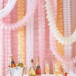 6 pieces 11.8 feet 4-leaf hanging clover garland tissue paper flowers garland reusable party streamers for party decorations wedding decorations (pink)