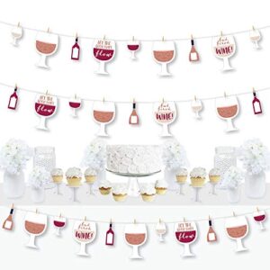 big dot of happiness but first, wine – wine tasting party diy decorations – clothespin garland banner – 44 pieces
