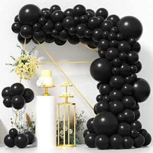 zfunbo black balloons different sizes 95 pcs 18″+12″+10″+5″ matte black latex balloons black balloons garland kit with garland strip for baby shower wedding halloween birthday party decoration