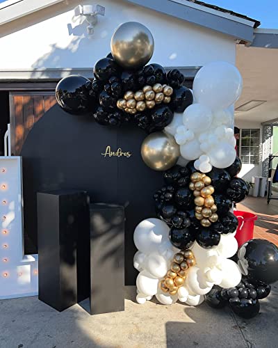 ZFUNBO Black Balloons Different Sizes 95 PCS 18"+12"+10"+5" Matte Black Latex Balloons Black Balloons Garland Kit with Garland Strip for Baby Shower Wedding Halloween Birthday Party Decoration