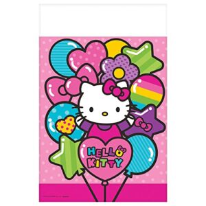 amscan adorable hello kitty rainbow table cover, 54″ x 96″, multi color