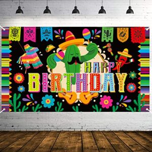 watinc mexican fiesta happy birthday backdrop banner xtralarge mexico cinco de mayo background may 5 carnival theme party decorations supplies photo booth props for indoor outdoor wall 78 x 45 inch
