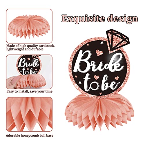 8Pcs Bachelorette Party Decorations Bride to Be Honeycomb Centerpieces, Rose Gold Bridal Shower Table Topper Party Supplies, Pink Hens Night Women Table Centerpieces Wedding Engagement Decor