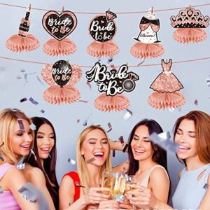 8Pcs Bachelorette Party Decorations Bride to Be Honeycomb Centerpieces, Rose Gold Bridal Shower Table Topper Party Supplies, Pink Hens Night Women Table Centerpieces Wedding Engagement Decor