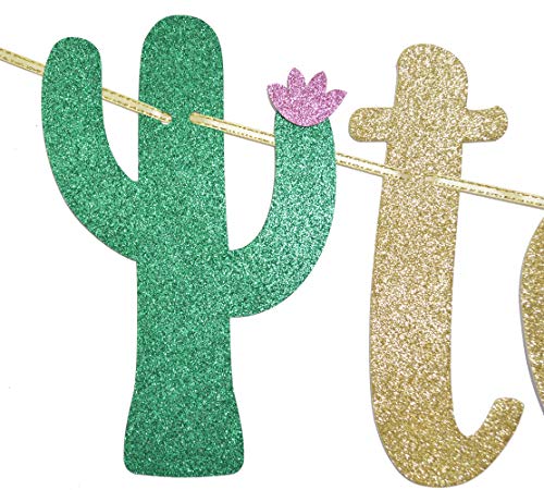 Taco Bout A Baby Gold Glitter Banner Sign Garland for Mexican Fiesta Themed Baby Shower Party Decorations Supplies Cursive Bunting Photo Booth Props