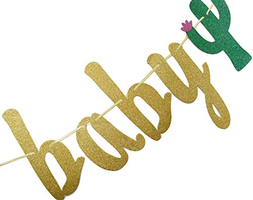 Taco Bout A Baby Gold Glitter Banner Sign Garland for Mexican Fiesta Themed Baby Shower Party Decorations Supplies Cursive Bunting Photo Booth Props