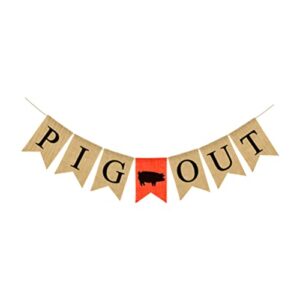 nuobesty party banner pig out garland swallowtail burlap banner wall hanging decoration for funny christmas party supplies favors