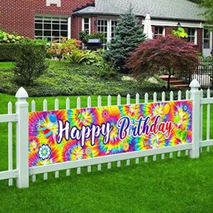 tie dye birthday banner tie-dye themed happy birthday background tie dye birthday party decorations supplies rainbow colorful paint photo booth props
