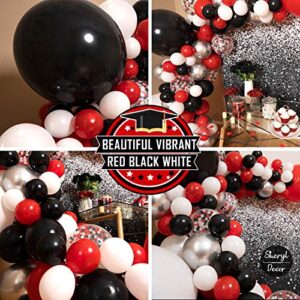 100 Red Black and White Balloons - Small & Large Red and Black Balloons Party Decorations Supplies Pack for Deadpool Birthday, Lumberjack Baby Shower, Graduation, Pirate, Ladybug, Race Car, Poker…