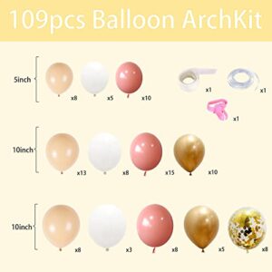 Blush Balloons Garland Arch Kit, Retro Pink Macaron Orange Gold White Balloons Confetti Latex Balloons for Girls Baby Shower Garden Bachelorette Birthday Wedding Decorations Party Supplies