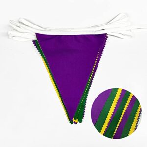 32Ft Yellow Green Purple Pennant Banner Fabric Triangle Flag Bunting Garland Streamer for Mardi Gras Party Mardi Gras Birthday Wedding Engagement Baby Shower Home Outdoor Garden Hanging Decorations