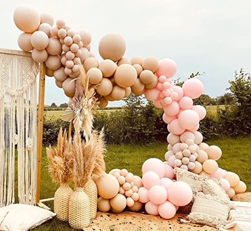 Dusty Rose Pink Nude Peach Neutral Brown Ivory White Boho Balloons Balloon Garland Kit, Boho Neutral Birthday Wedding Baby Shower Party Decorations for Girl