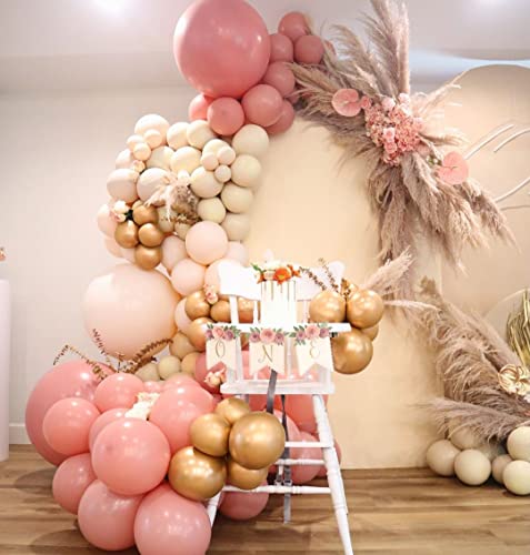 Dusty Rose Pink Nude Peach Neutral Brown Ivory White Boho Balloons Balloon Garland Kit, Boho Neutral Birthday Wedding Baby Shower Party Decorations for Girl