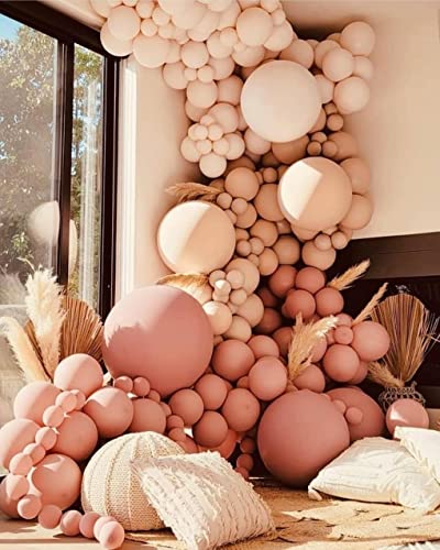 Dusty Rose Pink Nude Peach Neutral Brown Ivory White Boho Balloons Balloon Garland Kit, Boho Neutral Birthday Wedding Baby Shower Party Decorations for Girl