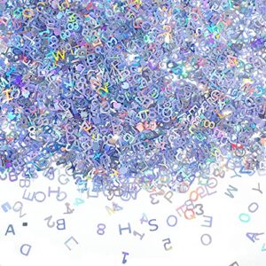 3500 pieces alphabet number and letter glitter 6 mm confetti holographic laser party confetti shiny sequins table decorations for diy balloons baby shower birthday wedding party nail arts 2.1 oz/bag