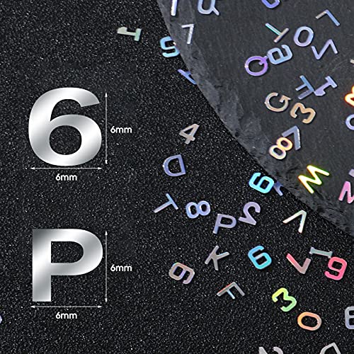 3500 Pieces Alphabet Number and Letter Glitter 6 mm Confetti Holographic Laser Party Confetti Shiny Sequins Table Decorations for DIY Balloons Baby Shower Birthday Wedding Party Nail Arts 2.1 oz/Bag