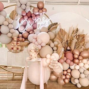 macaron orange balloon arch kit 134pcs 18in 12in 10in 5in premium gray bean paste skin metallic rose gold balloon garland kit for festival picnic family engagement,wedding, birthday party,orange theme anniversary celebration.