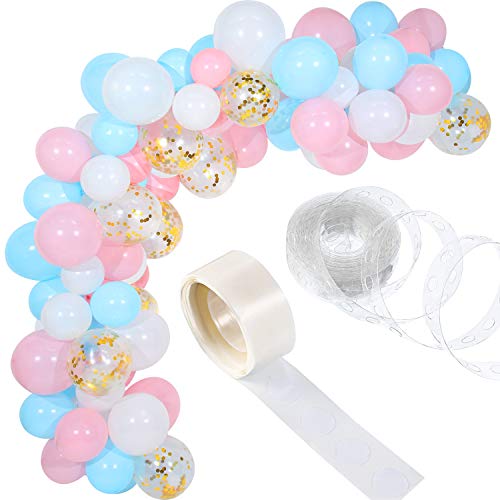 Tatuo 112 Pieces Baby Blue Pink Balloon Arch Kit Gender Reveal Balloon Garland for Baby Shower Wedding Birthday Party Decorations