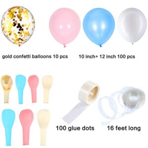 Tatuo 112 Pieces Baby Blue Pink Balloon Arch Kit Gender Reveal Balloon Garland for Baby Shower Wedding Birthday Party Decorations