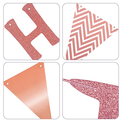 Older Wiser Hotter Banner, Funny Birthday Party Decorations for Adults, Rose Gold Glitter Party Supplies for Women, 30th 40th 50th 60th 70th 80th Bday Triangle Flags Sign Decor